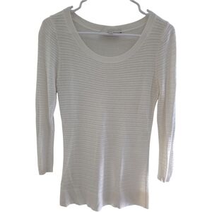 LOFT White Textured Knit Sweater